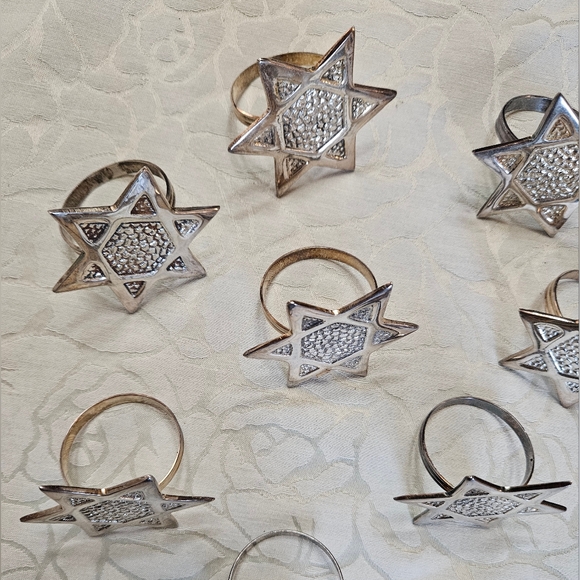Silver Star Of David Napkin Rings - Picture 3 of 4